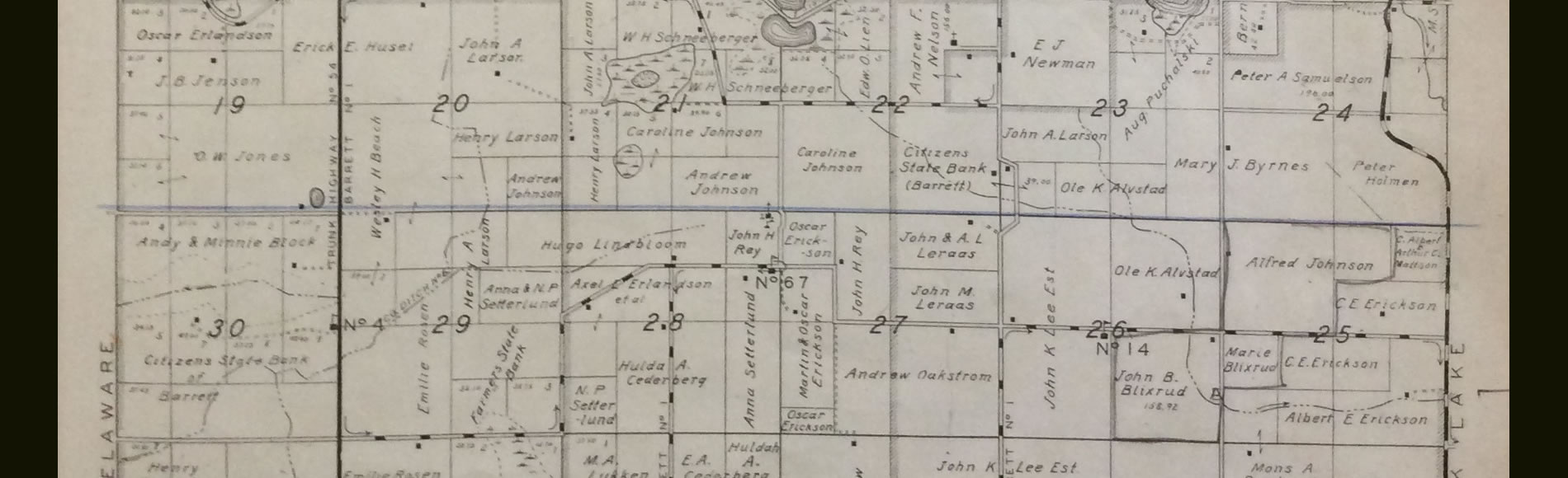 Lien Township Map 1930 - Blixrud Farm